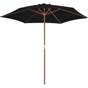 The Living Store Parasol Elegant 270x244 cm - zwart - bamboe/hardhout - UV-beschermend polyester - Ø 38mm paal