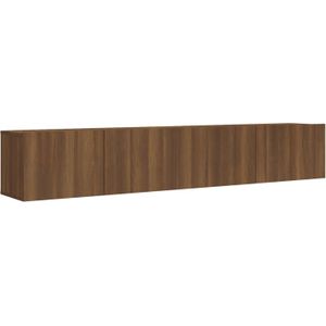 The Living Store Houten TV-meubelset - Hangende tv-kasten - Modern - Gerookt eiken - 100x30x30cm - 80x30x30cm