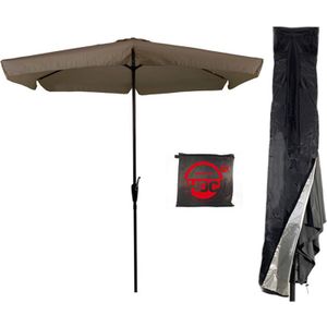 CUHOC Parasol - Taupe - Grijze Parasol met hoes - 3m - Stokparasol - Taupe parasol met Redlabel Parasol hoes