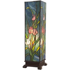 HAES DECO - Tiffany Tafellamp Groen, Roze, Blauw 17x17x58 cm Fitting E27 / Lamp max 1x60W
