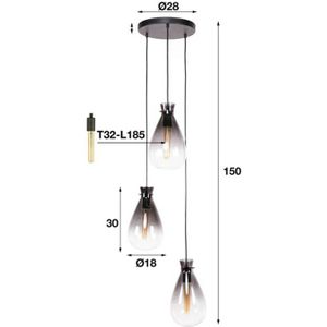 Hoyz - Hanglamp Nugget Shaded - 3 Lampen - hangend - Industrieel