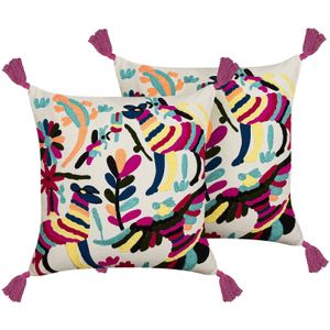 RAIGANJ - Sierkussen set van 2 - Multicolor - 50 X 50 cm - Katoen