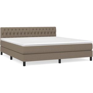 The Living Store Boxspringbed - Taupe - 203 x 180 x 78/88 cm - Pocketvering matras - Middelharde ondersteuning -