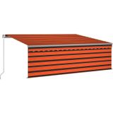 vidaXL Luifel handmatig uittrekbaar met rolgordijn 4x3 m oranje bruin