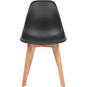 The Living Store Eetkamerstoelen Zwart - Kunststof/Rubberhout - 46.5 x 47.5 x 83 cm - Ergonomisch en comfortabel