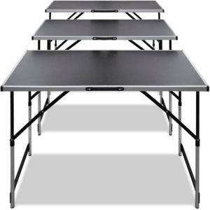 The Living Store Behangtafelset - 3 hoogteverstelbare tafels - Multifunctioneel - 100 x 60 cm - Zwart MDF - Sterke