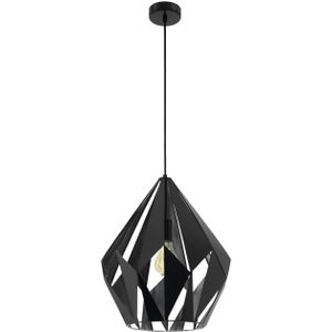 EGLO Carlton 1 - hanglamp - E27 - 1-lichts - zwart/zilverkleurig