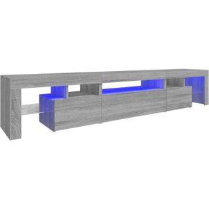 The Living Store TV-meubel - LED-verlichting - Grijs Sonoma Eiken - 215 x 36.5 x 40 cm (L x B x H) - Bewerkt hout