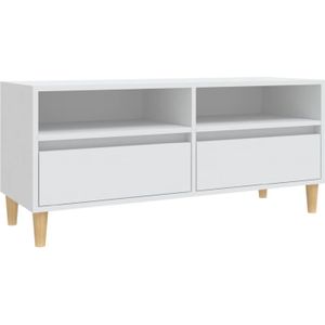 The Living Store Tv-kast Classic - Hout - 100 x 34.5 x 44.5 cm - Wit