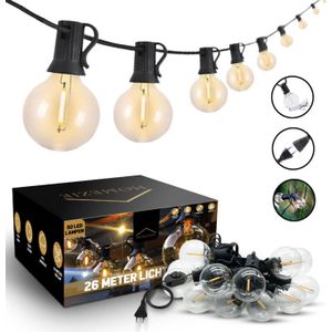 Homezie Lichtsnoer 26 meter met 50 kunststof LED bulbs Warm wit Waterdicht Lampjes slinger Tuinverlichting