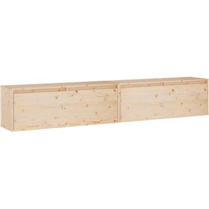 The Living Store Wandkast - Massief grenenhout - 100x30x35 cm - Set van 2