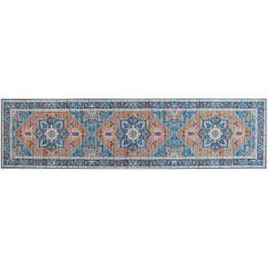 RITAPURAM - Laagpolig Vloerkleed - Blauw - 80 X 300 cm - Polyester