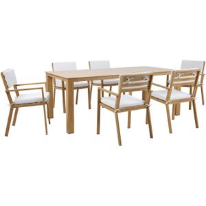 AXI Jada Tuinset met 6 stoelen in Hout look & Beige Dining set voor tuin in Aluminium / Polyester