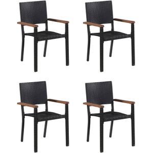 The Living Store Acacia Garden Dining Set - 140 x 70 x 73.5 cm - Brown/Black - PE Rattan and Powder-Coated Steel