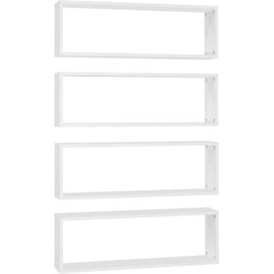 The Living Store Wandschap - wit - spaanplaat - 80 x 15 x 26.5 cm - inclusief 4x schap