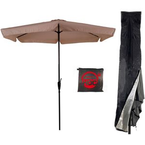 CUHOC Parasol - Ecru - Beige Parasol met hoes - 3m - Stokparasol - Ecru parasol met Redlabel Parasol hoes