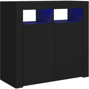 The Living Store Dressoir - LED-verlichting - 80 x 35 x 75 cm - Zwart