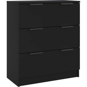 The Living Store - Dressoir - 60 x 30 x 70 cm - Zwart - Bewerkt hout