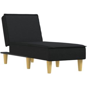 The Living Store Verstelbare Chaise Longue - Zwarte stoffen bekleding - Comfortabel en stabiel - 55x140x70cm