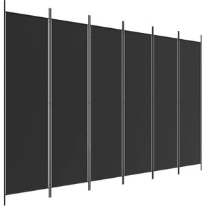 The Living Store Kamerscherm Zwart 6 Panelen - 300x200cm - Inklapbaar