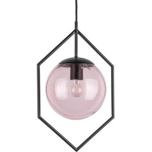 Leitmotiv hanglamp Diamond 40W 20 x 25 x 42 cm glas zwart/roze