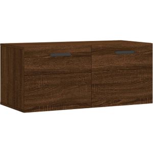 The Living Store Zwevende wandkast - Bruineiken - 80x36.5x35cm - Duurzaam hout