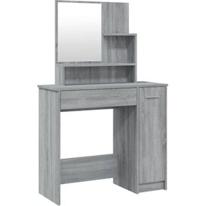 The Living Store Kaptafel - Kaptafel met spiegel - Grijs Sonoma eiken - 86.5 x 35 x 136 cm