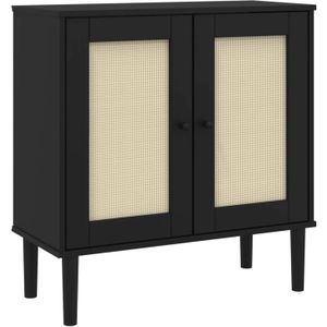 vidaXL Dressoir SENJA 80x35x80 cm rattan look massief grenenhout zwart