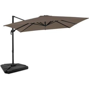 VONROC Zweefparasol Pisogne 300x300cm – Premium parasol - Taupe Incl. 4 vulbare tegels