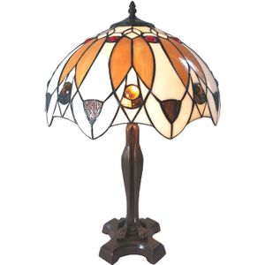 HAES DECO - Tiffany Tafellamp Meerkleurig Ø 41x57 cm Fitting E27 / Lamp max 2x60W