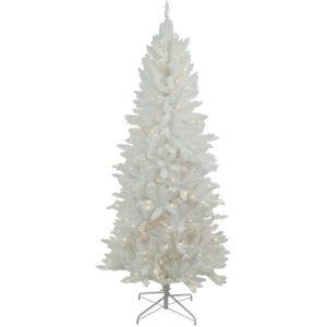 Funky White kunstkerstboom - 183 cm - wit - 300 ledlampjes - besneeuwd - metalen voet