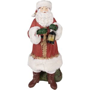 HAES DECO - Kerstman deco Figuur 21x18x45 cm - Rood - Kerst Figuur, Kerstdecoratie