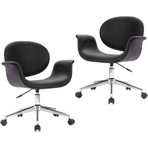 The Living Store Draaibare Eetkamerstoelen - Set van 2 - Zwart - 67x62x80-87.5 cm