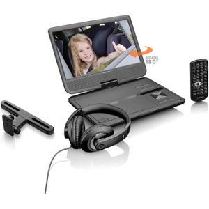 Portable 10"" Dvd-speler Met Usb-hoofdtelefoon-ophangbeugel Lenco Dvp-1010bk Zwart