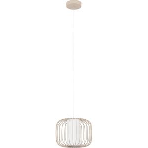 EGLO Terrarosa Hanglamp - E27 - Ø 28,5 cm - Zand/Wit - Staal/Textiel