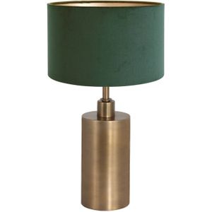 Steinhauer Brass tafellamp - met groene velvet kap - 47 cm hoog - E27 - brons