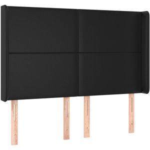 vidaXL Hoofdbord met randen 147x16x118/128 cm kunstleer zwart