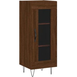 The Living Store Dressoir Bruineiken - Bewerkt hout - 34.5x34x90 cm - Met glazen deur