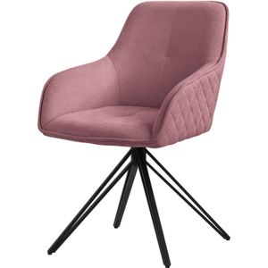 ML-Design eetkamerstoel draaibaar van textiel geweven stof, antiek roze, woonkamerstoel met armleuning, rugleuning, 360°