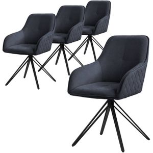 ML-Design eetkamerstoelen draaibaar set van 4, textiel geweven stof, zwart, woonkamerstoel met armleuning/rugleuning,