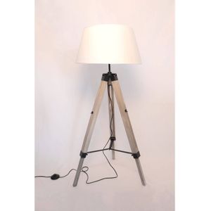 MaxxHome Vloerlamp Lilly - Leeslamp - Driepoot - Hout -145 cm - E27 - LED - 40W - Wit
