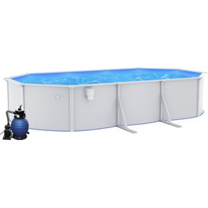 The Living Store Bovengronds zwembad met stalen wanden - 610 x 360 x 120 cm - Inclusief zandfilterpomp - GS