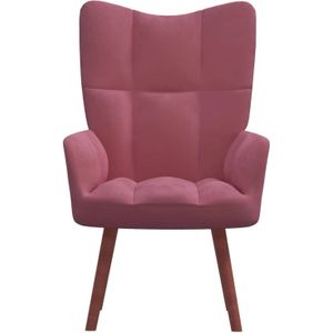 The Living Store Relaxstoel - Roze Fluweel - 61.5 x 69 x 95.5 cm - Stalen frame
