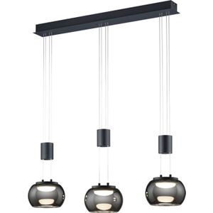 LED Hanglamp - Hangverlichting - Trion Maliba - 24W - 3-lichts - Warm Wit 3000K - Dimbaar - Rechthoek - Mat Zwart -