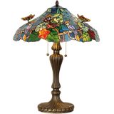 HAES DECO - Tiffany Tafellamp Blauw, Groen, Rood Ø 52x65 cm Fitting E27 / Lamp max 2x60W