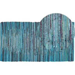 MERSIN - Laagpolig vloerkleed - Blauw - 80 x 150 cm - Katoen