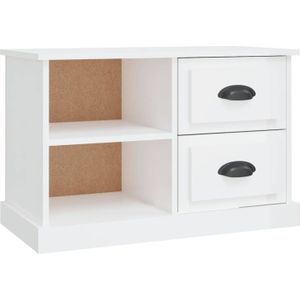The Living Store Tv-kast Trendy - Tv-meubel met opbergruimte - 73x35.5x47.5 cm - Hoogglans wit