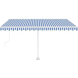 vidaXL Luifel automatisch met LED en windsensor 400x350 cm blauw wit