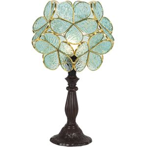 HAES DECO - Tiffany Tafellamp Groen 21x21x38 cm Fitting E14 / Lamp max 1x25W