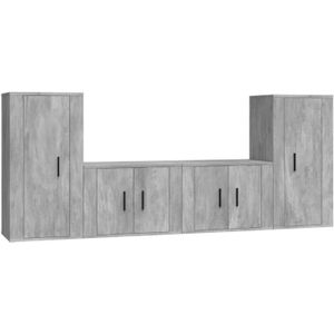 vidaXL-4-delige-Tv-meubelset-bewerkt-hout-betongrijs